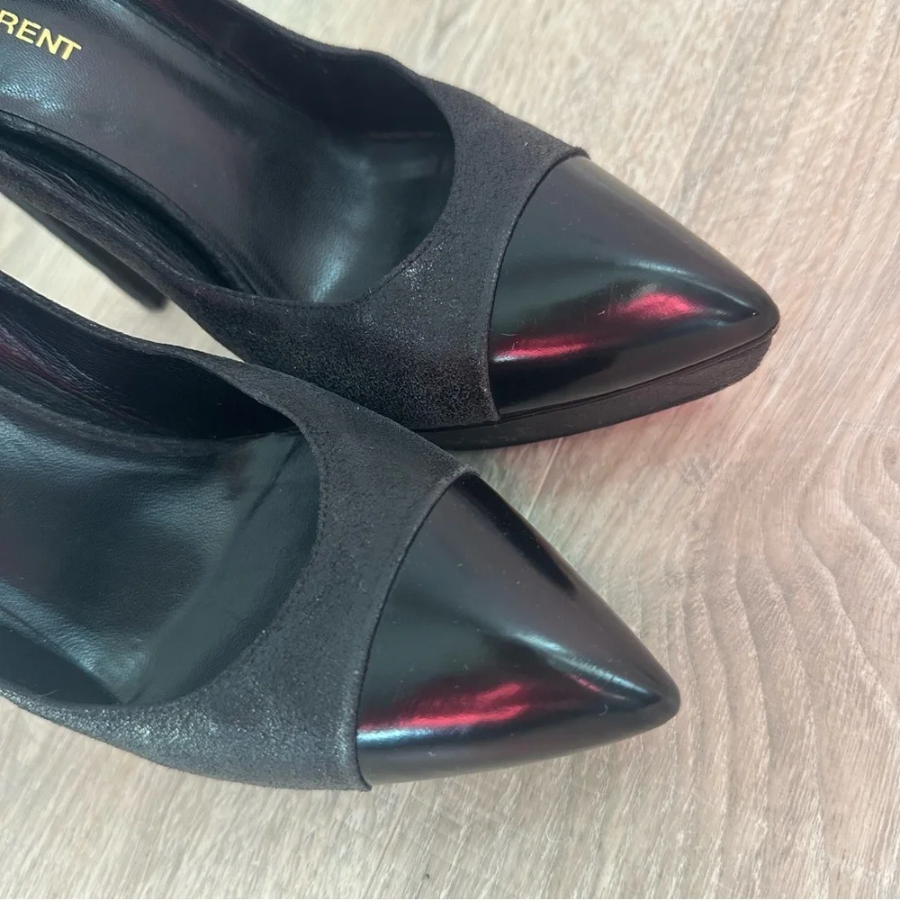 Saint Laurent black leather pointed toe high heels - Picture 2 of 10